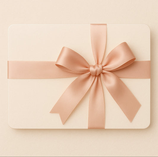 Gift card wrapped with peach bow representation