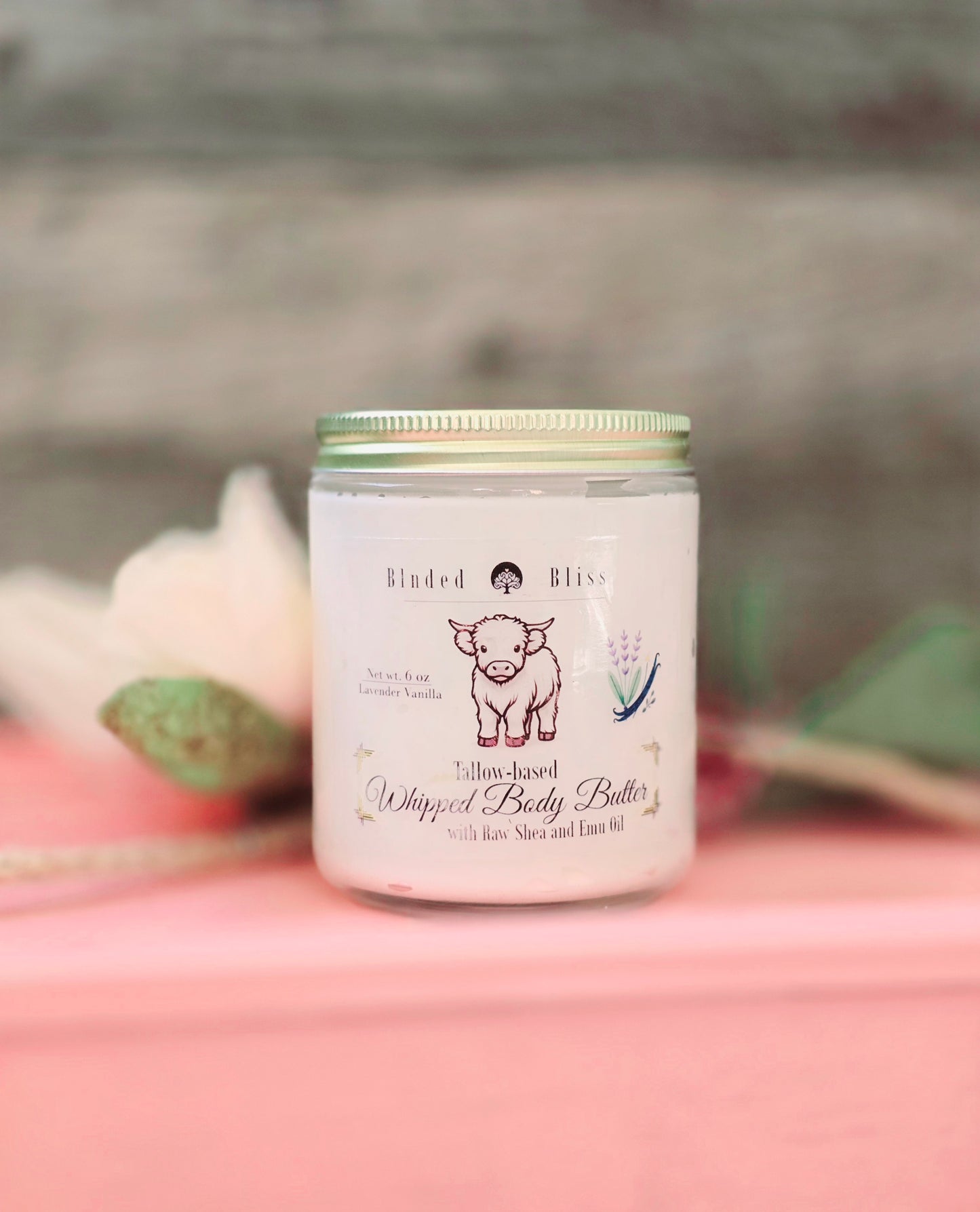 Blnded Bliss Lavender Vanilla Whipped Tallow Body Butter – Perfect for dry skin, cracked heels, elbows, or as a nourishing daily and nightly face cream.