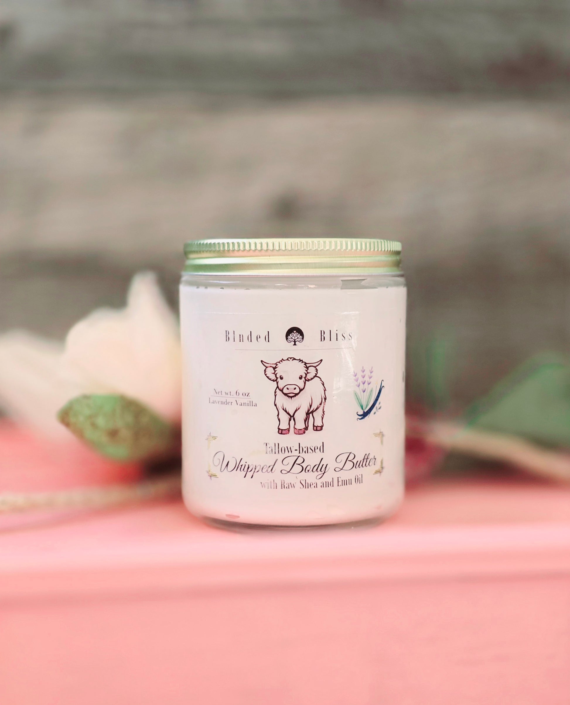 Blnded Bliss Lavender Vanilla Whipped Tallow Body Butter – Perfect for dry skin, cracked heels, elbows, or as a nourishing daily and nightly face cream.