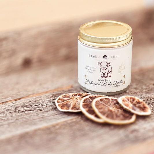 Blnded Bliss Frankincense & Lime Whipped Body Butter – Healing benefits for facial skin with frankincense, nourishing hydration, uniquely rustic, 
 and nature inspired.