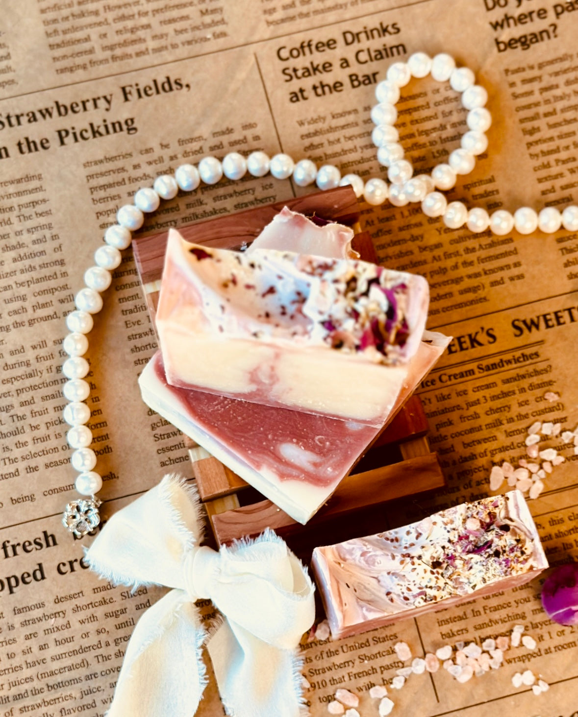 2 bars of all natural Blnded Bliss Rose Savon tallow based soap.