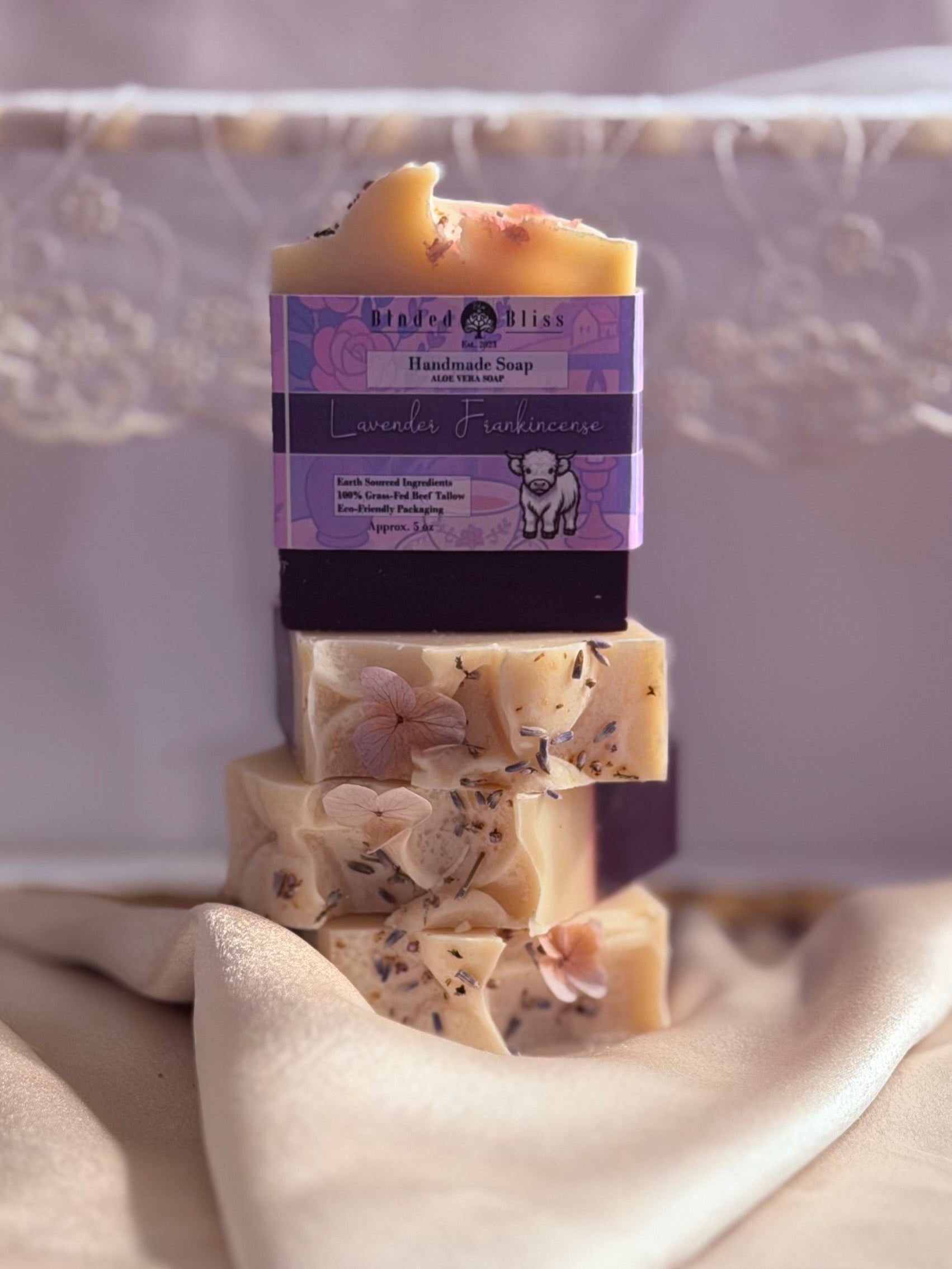 Lavender Frankincense soap by Blnded Bliss.