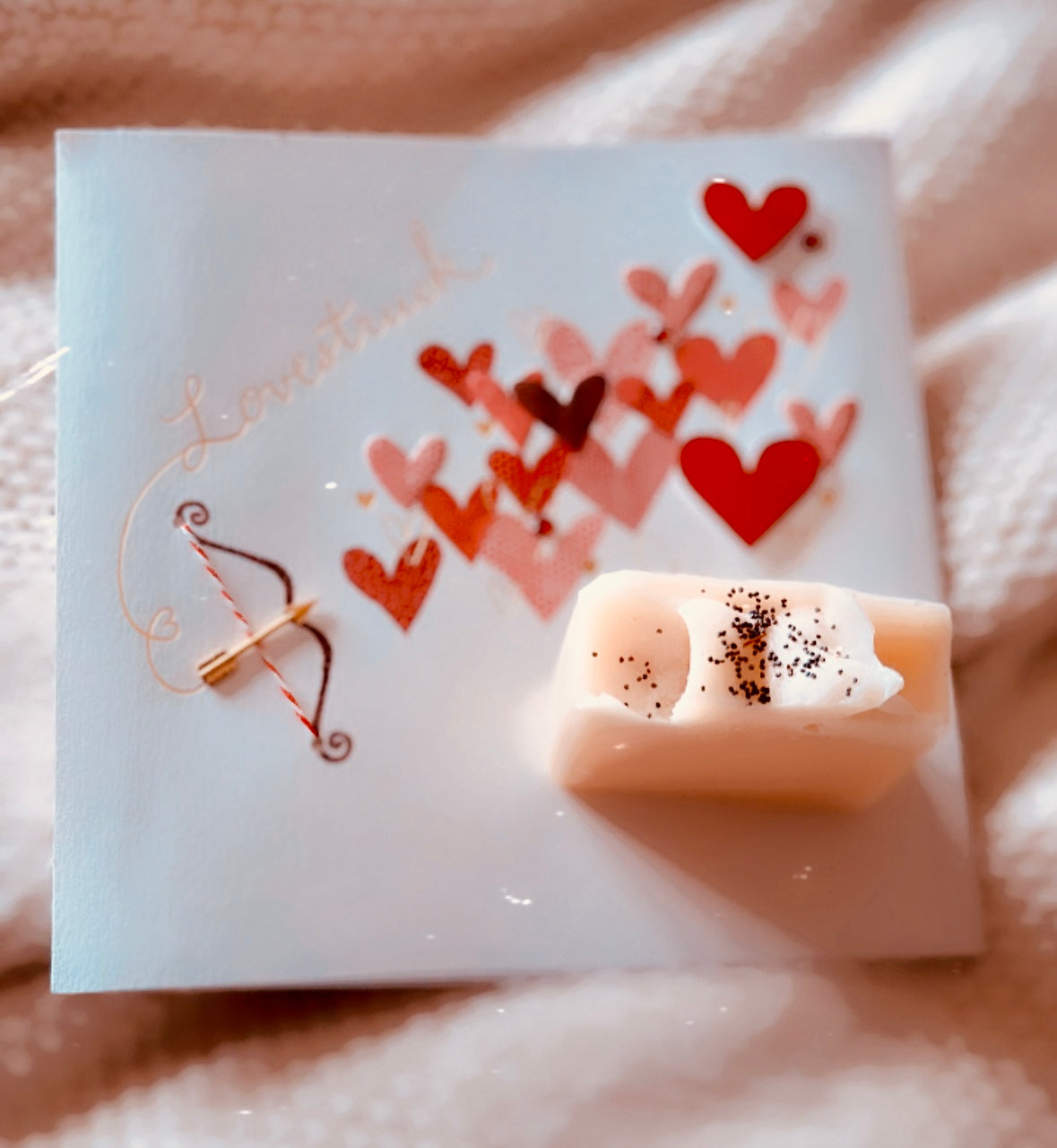 A valentines centric theme including one Blnded Bliss Bare bar soap.