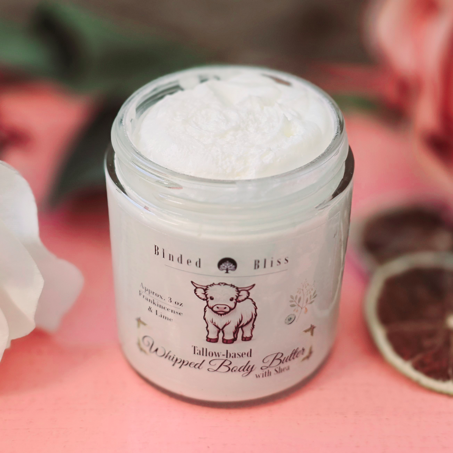 Featuring Blissy the Highland Cow. Ethically crafted with beef tallow, using a sustainable ingredient often discarded, for nourishing skincare.