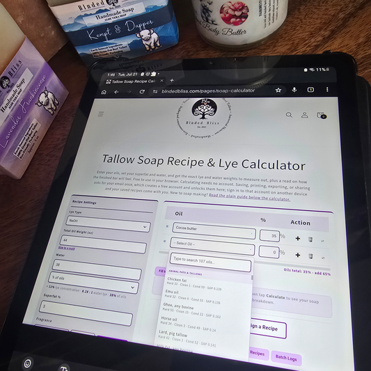 Preview of the Blnded Bliss Recipe & Lye Calculator